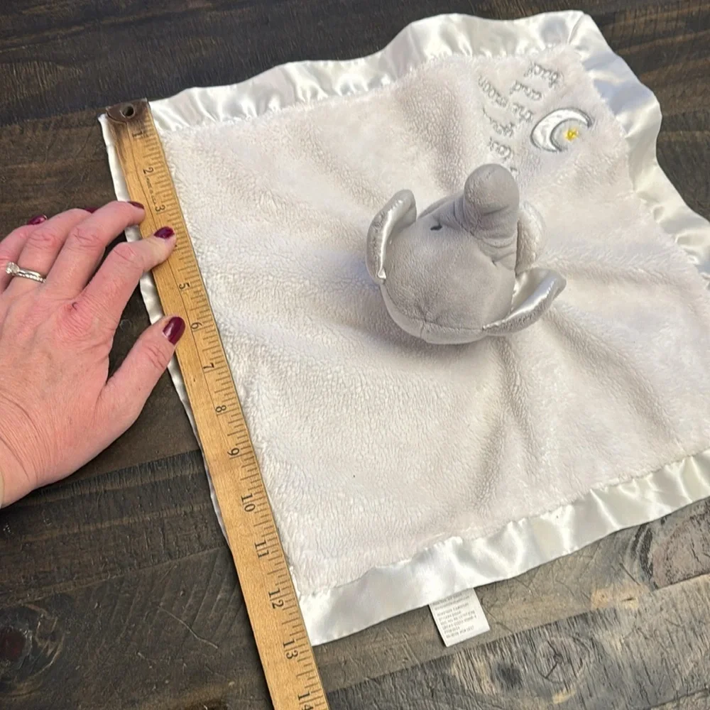 Gray Elephant Rattle Lovey “I Love You to the Moon and Back” blanket plush